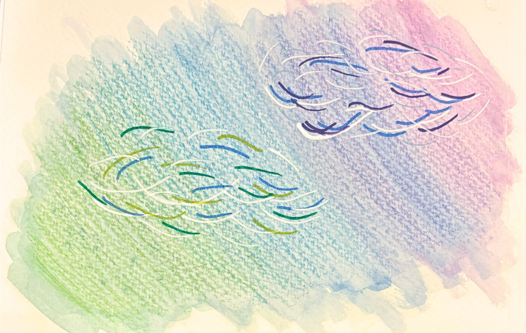 mixed media art clouds