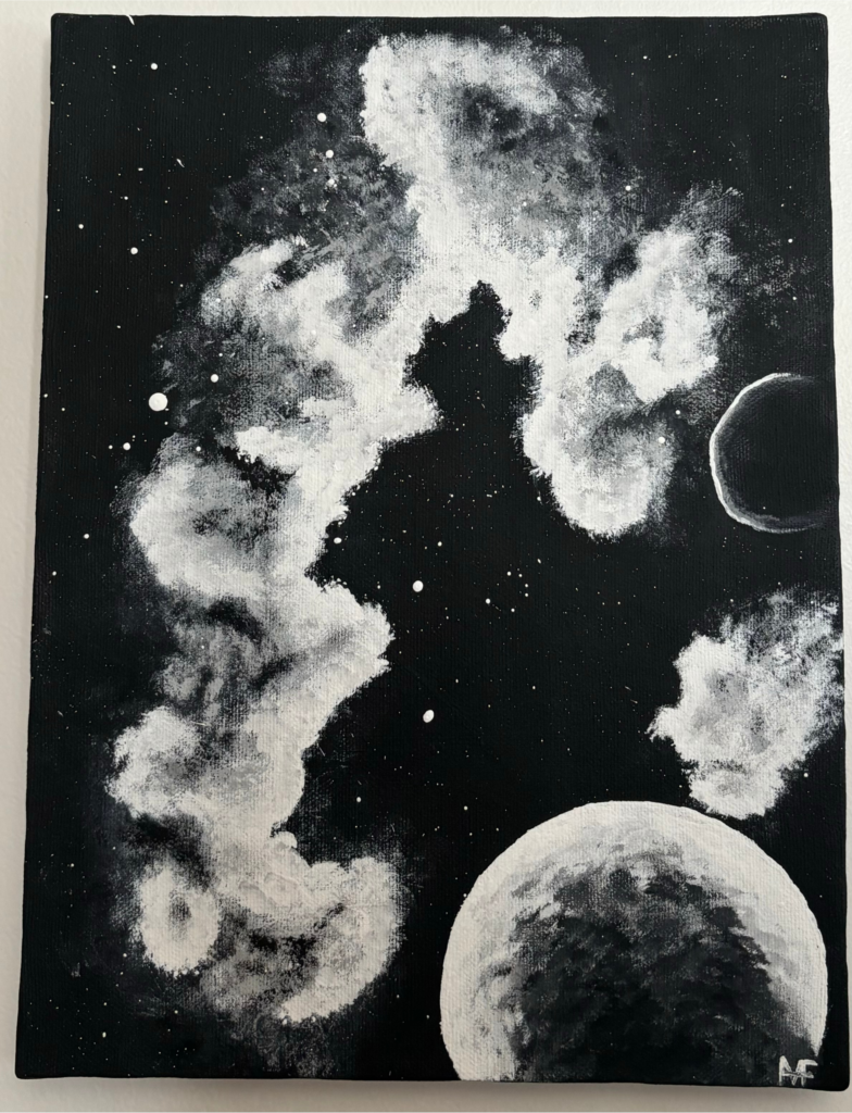 painting on black canvas with acrylics