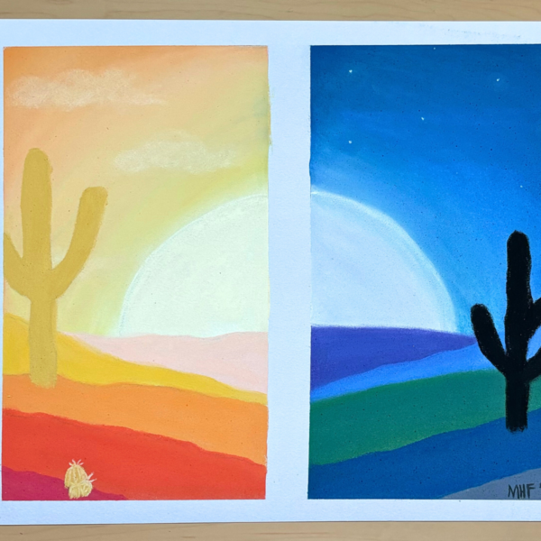 How to Paint an Oil Pastel Day and Night Drawing Easy in 7 Steps